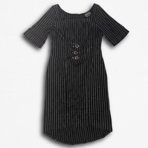 VTG Size 18 Lip Service Y2K Industrial Pinstripe Buckle Mini Dress